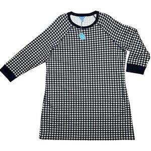 Draper James Natalie Gingham Sweatshirt Dress 2X Plus Nassau Navy NEW